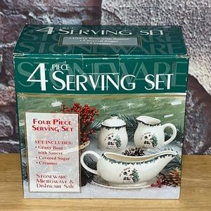 Atico International Snowman Christmas 4 Piece Serving set Let It Snow VTG